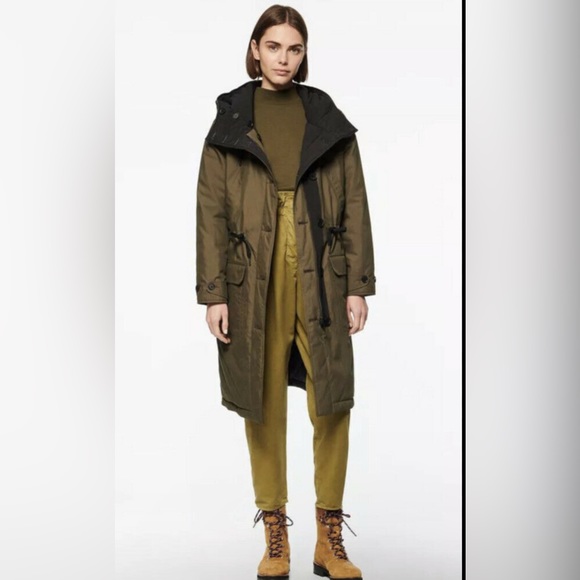 ANDREW MARC REVERSIBLE PARKA COAT QUILTED HOODED WENONAH WOMEN GREEN/BLACK SMALL - Picture 10 of 16